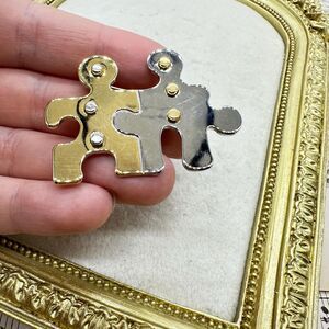 Puzzle Piece Brooch Autism Awareness Brooch Puzzle Pieces Gold and Silver Tone